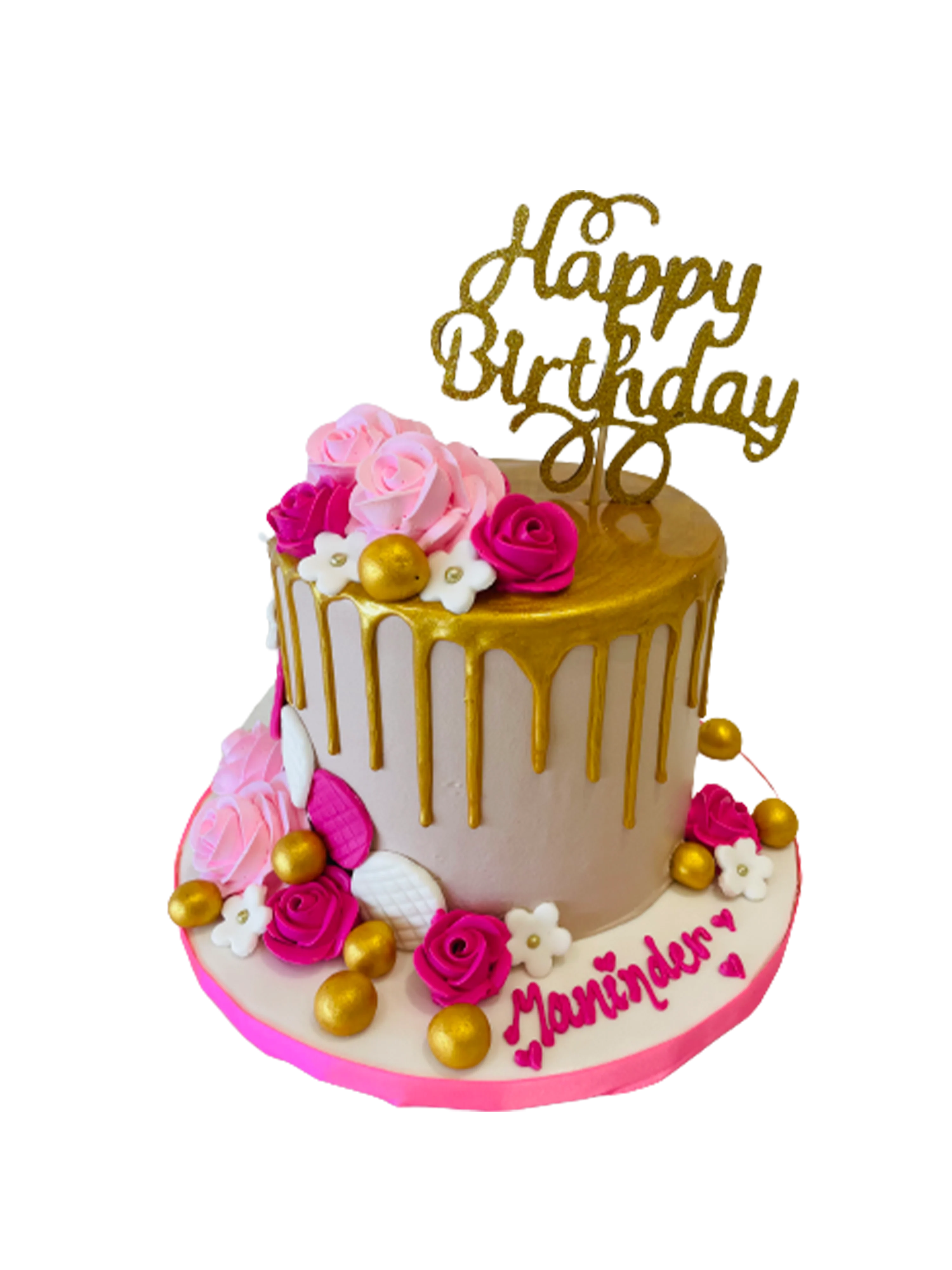 Mani Pink & Gold Flower Cake