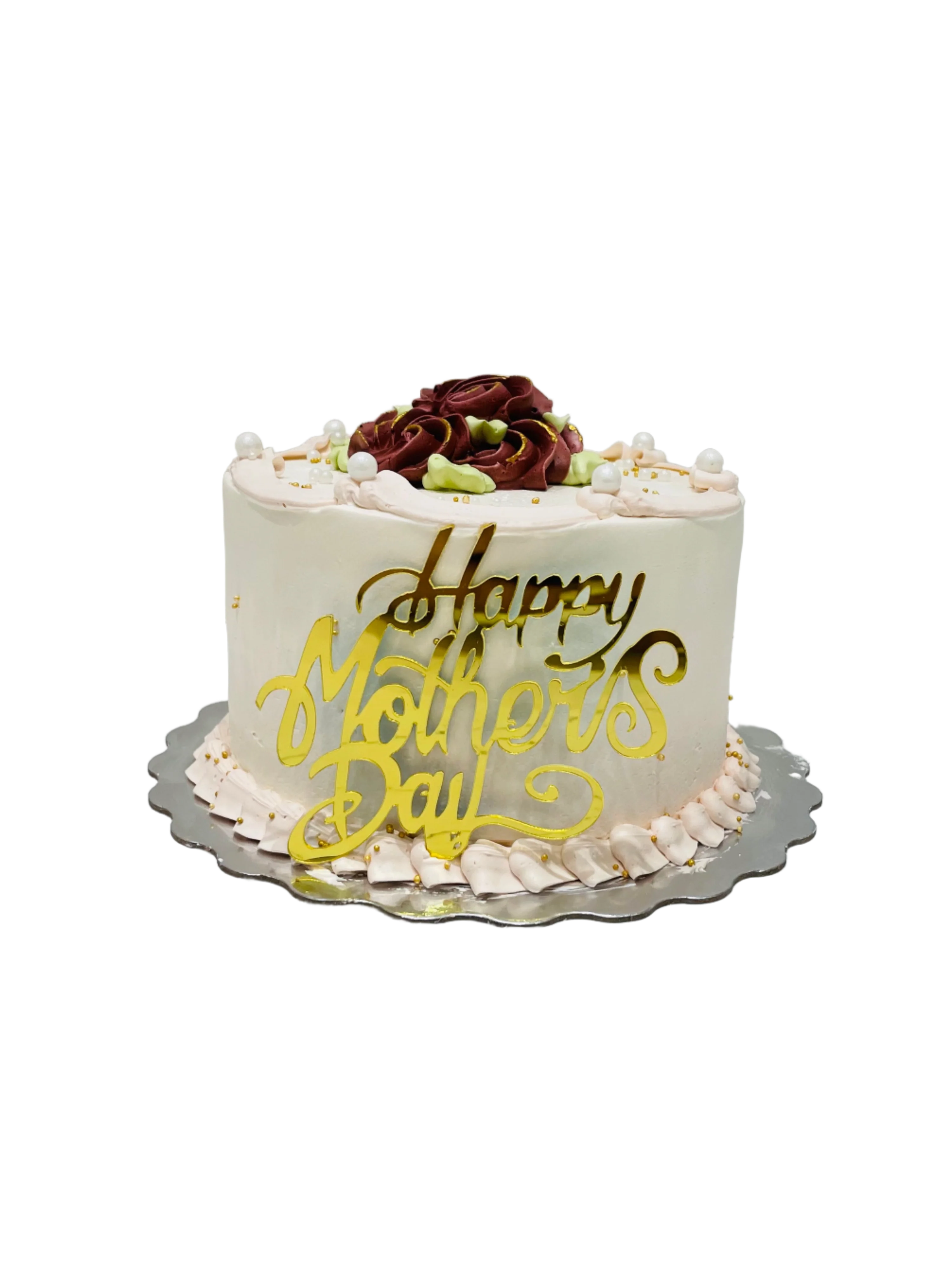 Maroon Gold Mother's Day Cake