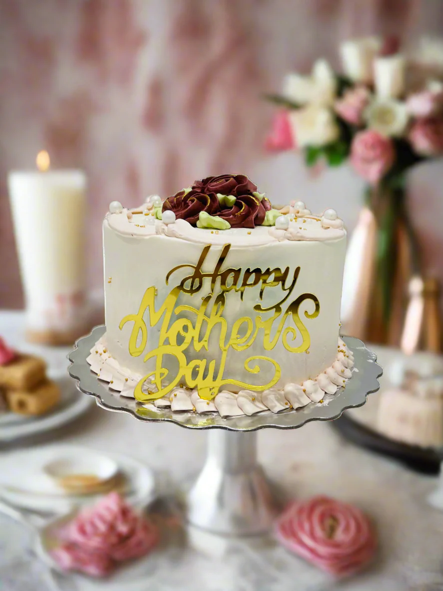 Maroon Gold Mother's Day Cake - Image 2