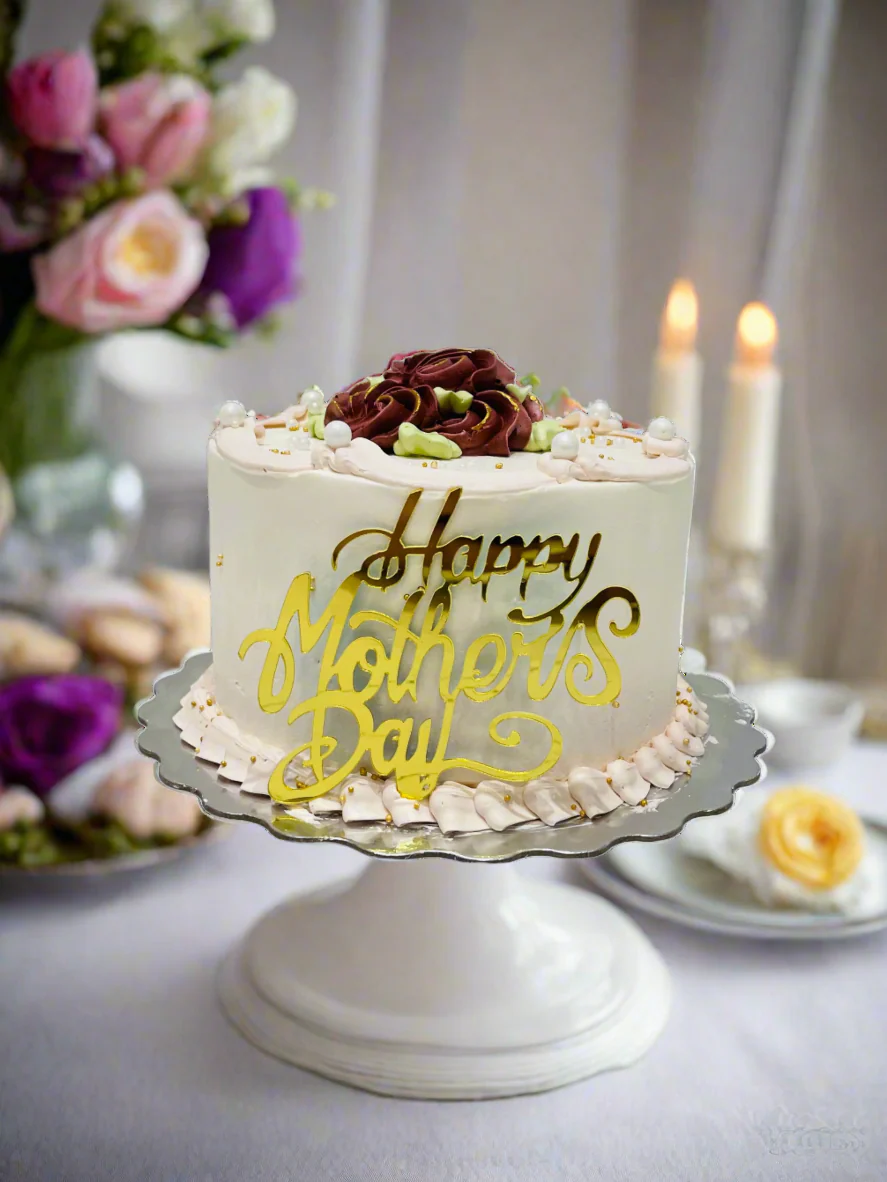 Maroon Gold Mother's Day Cake - Image 3