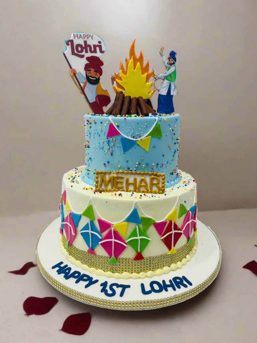 Mehar Lohri Cream Tiered Cake - Image 3