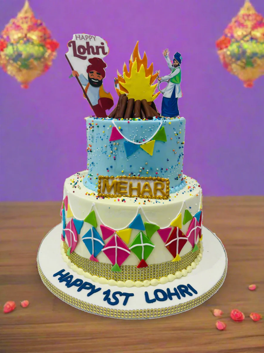 Mehar Lohri Cream Tiered Cake - Image 4