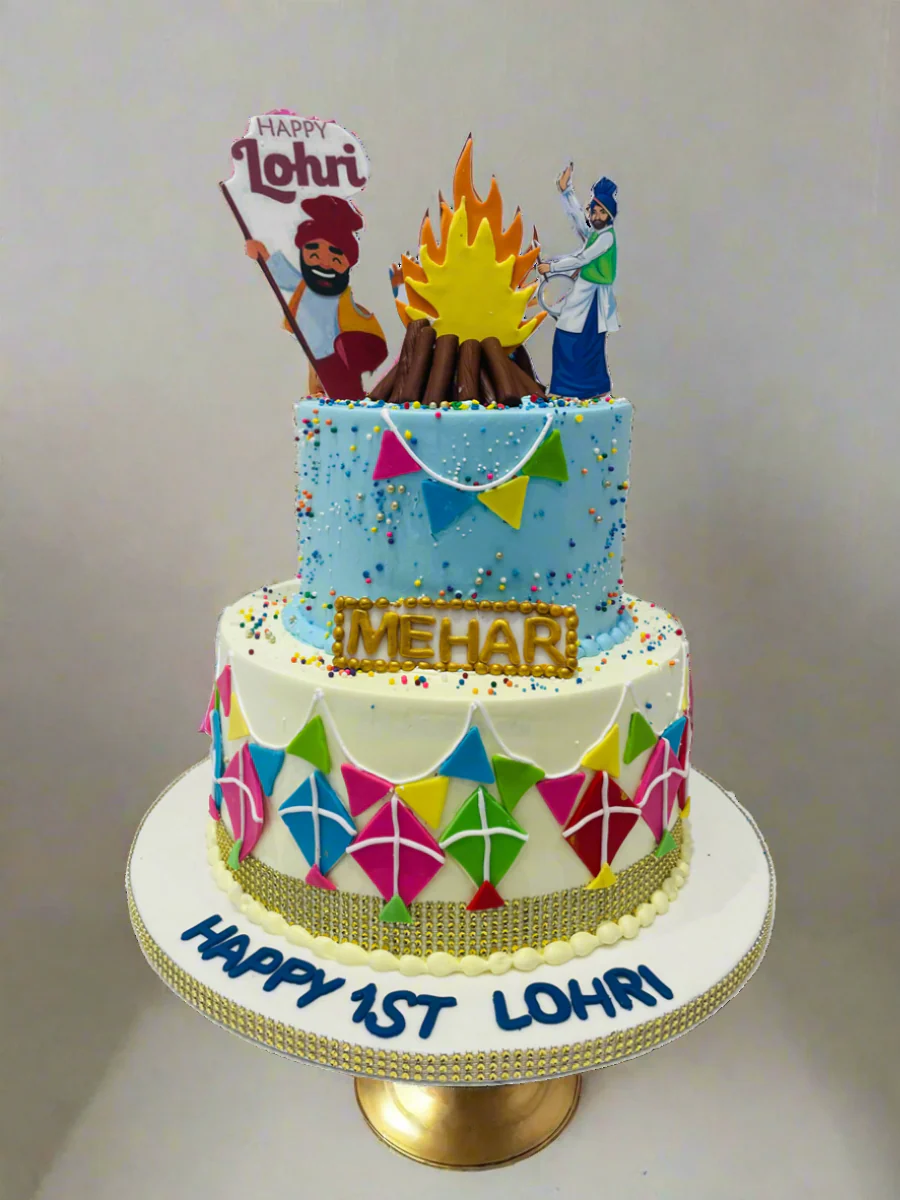 Mehar Lohri Cream Tiered Cake - Image 5