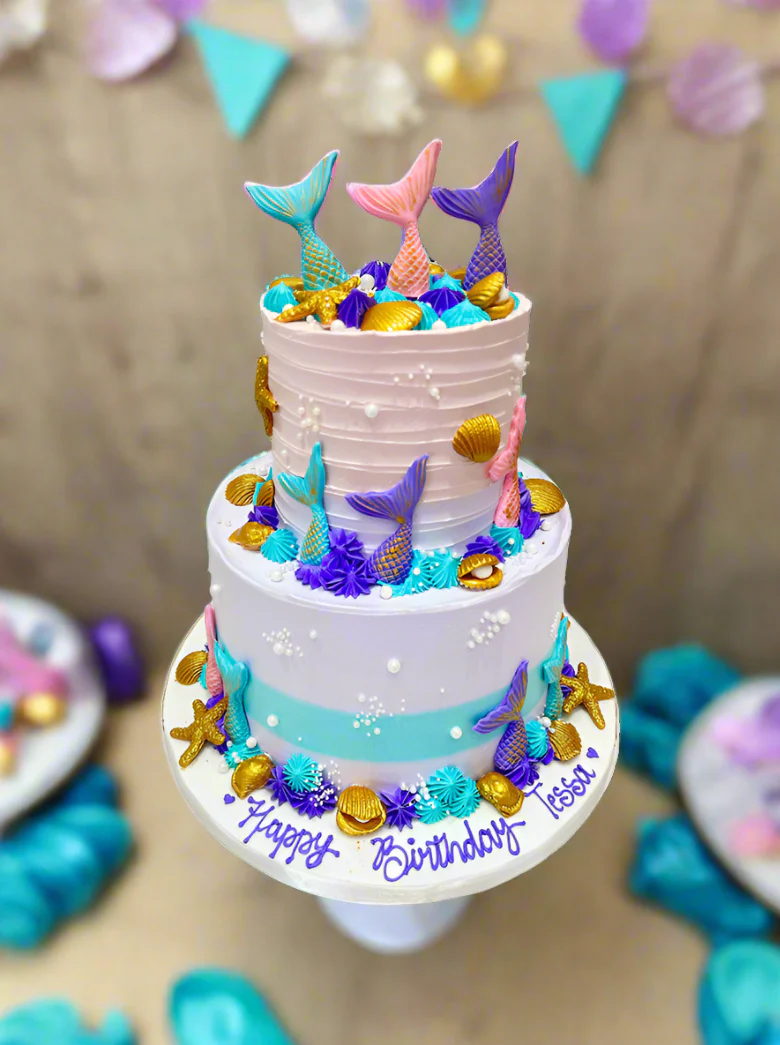 Mermaid Tiered Cream Cake - Image 3