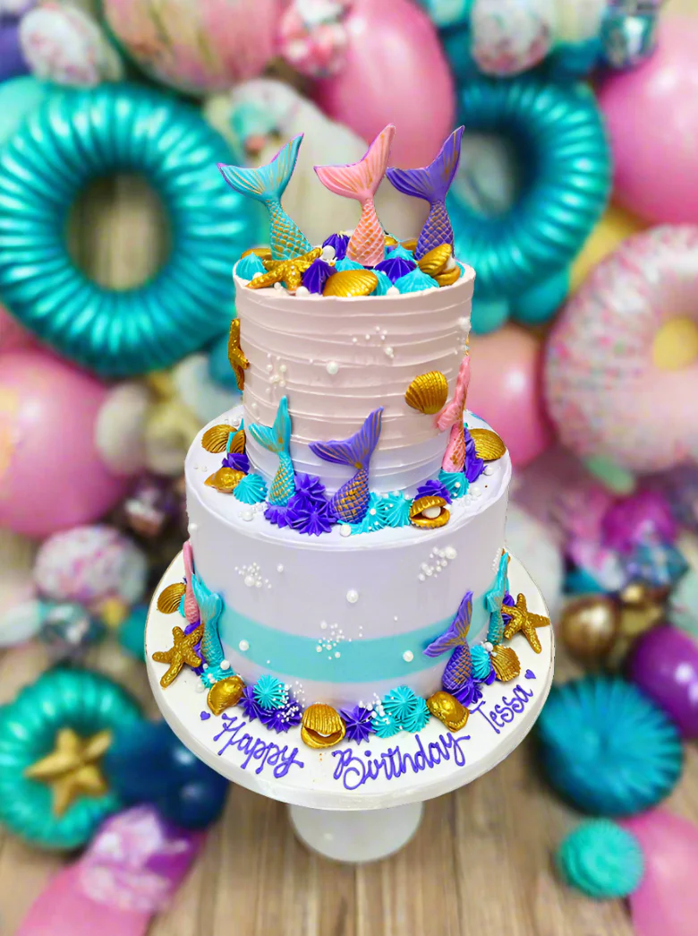 Mermaid Tiered Cream Cake - Image 4