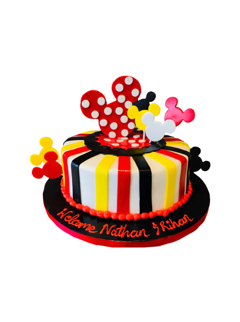 Mickey Faces Fondant Cake