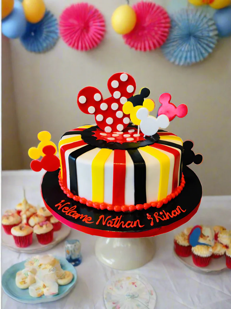Mickey Faces Fondant Cake - Image 2