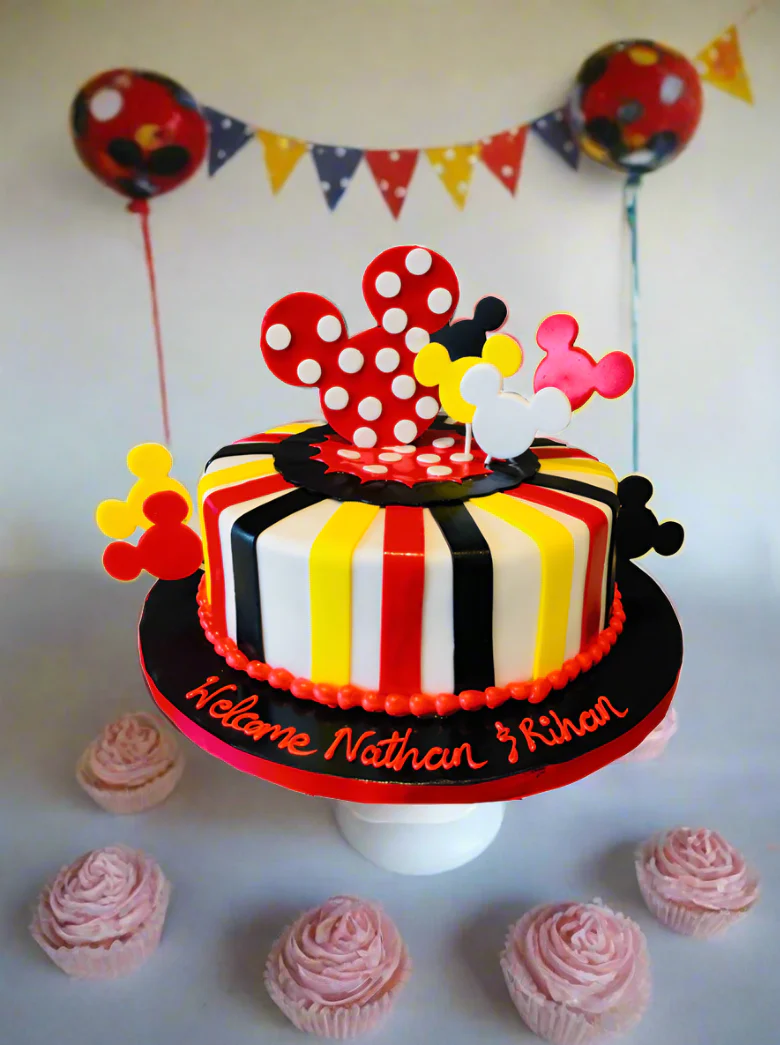 Mickey Faces Fondant Cake - Image 3