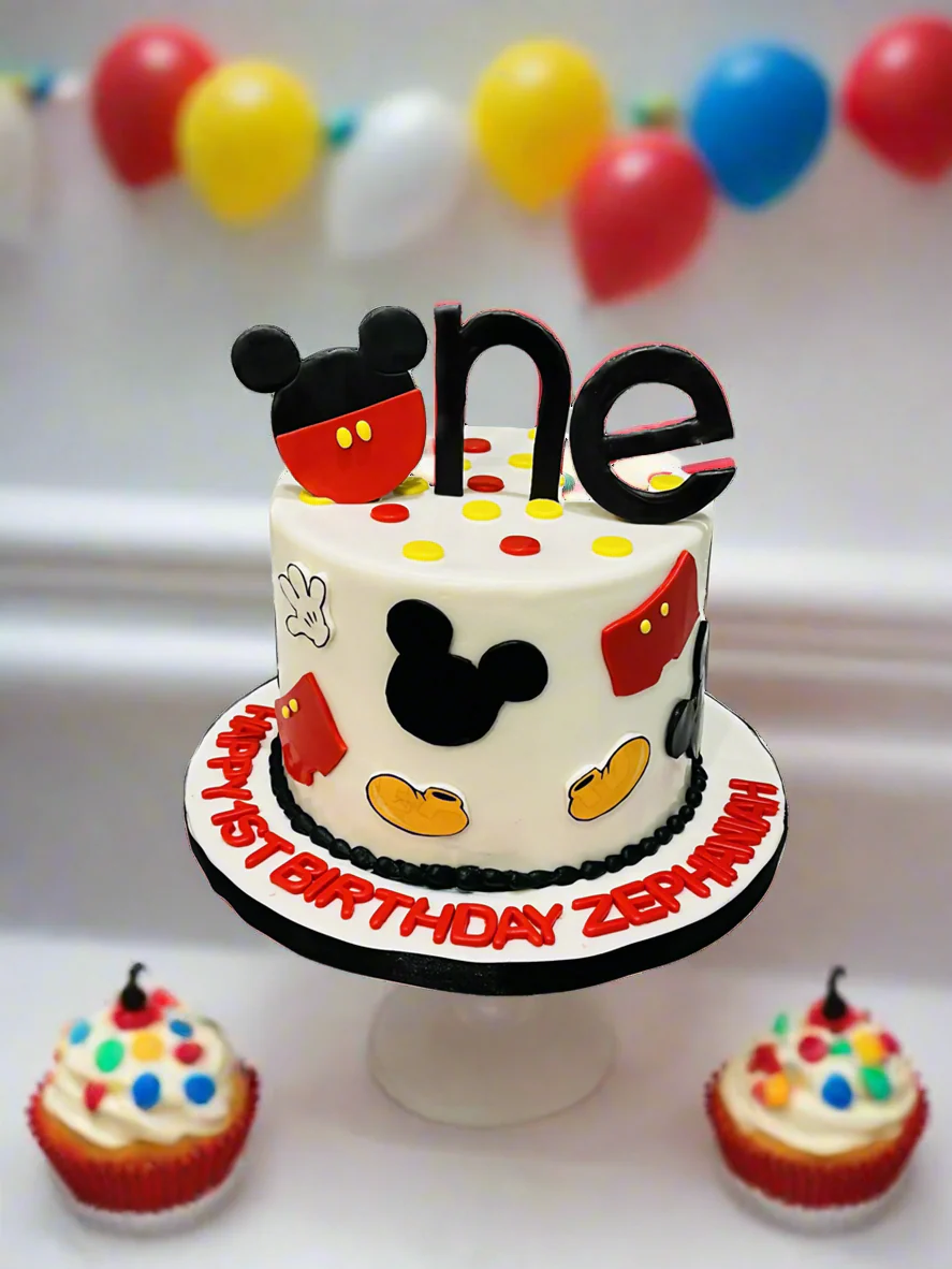 Mickey First Birthday Fondant Cake - Image 3
