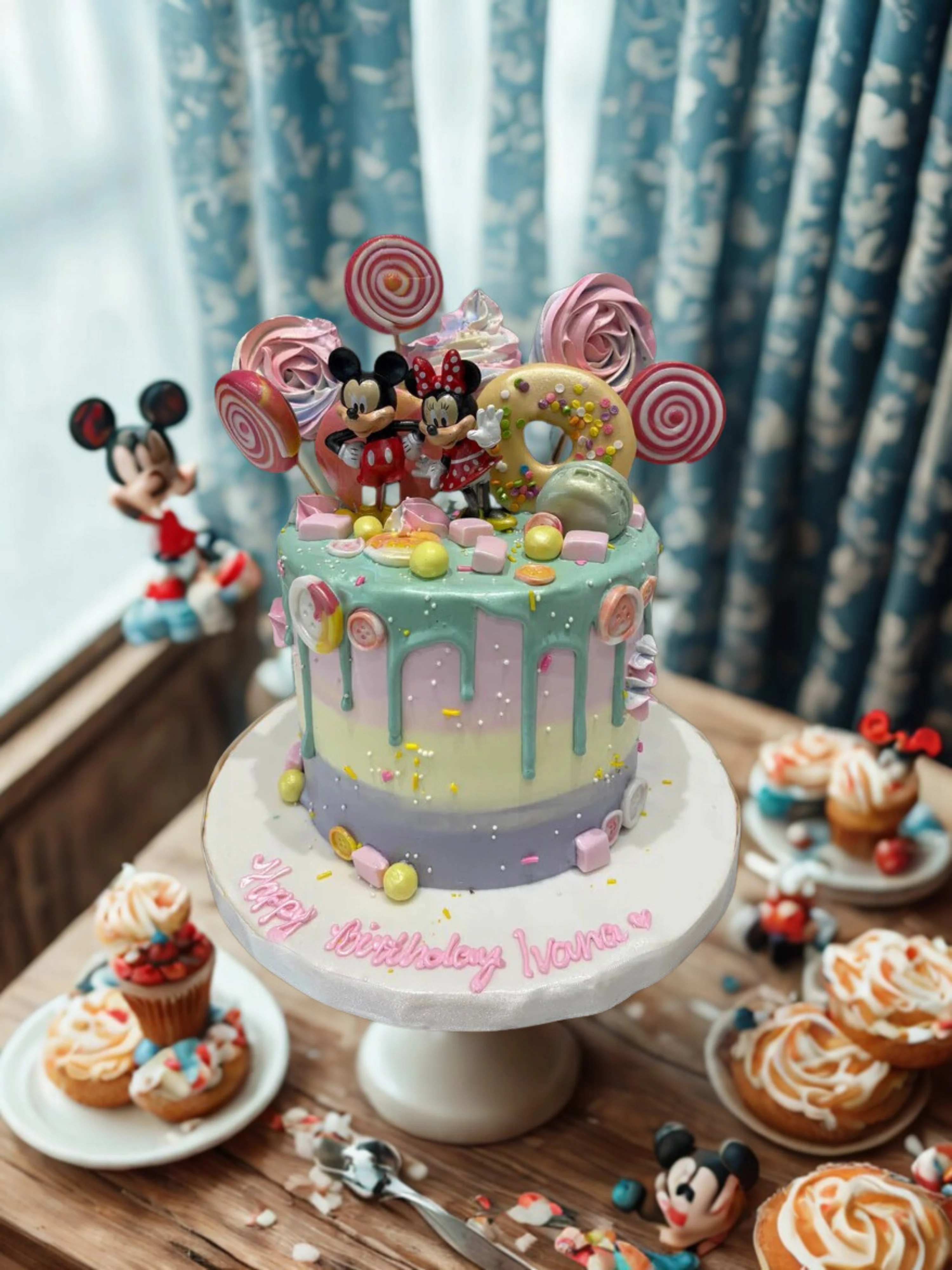 Mickey Minnie Multicoloured Cream Cake - Image 2