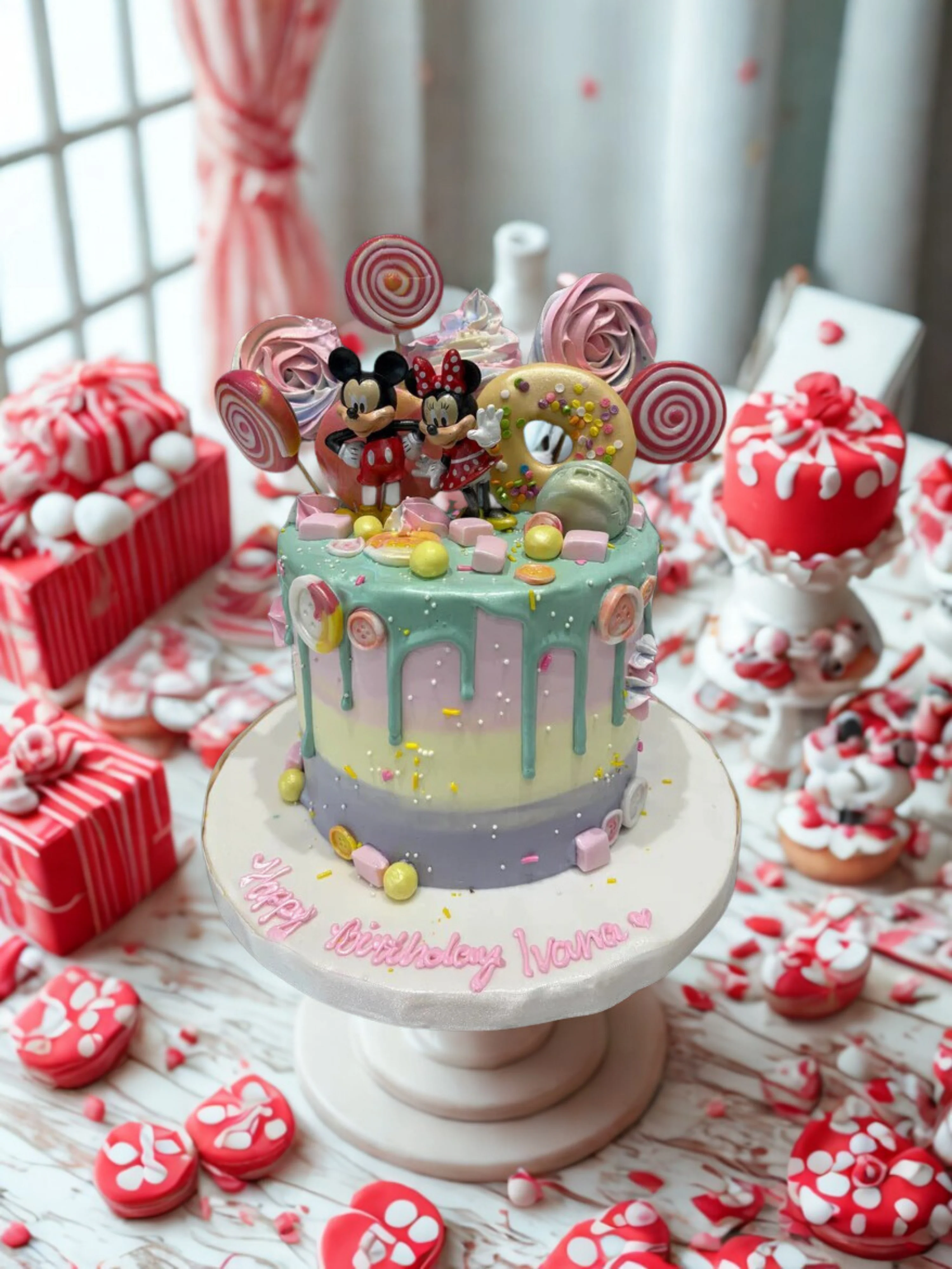 Mickey Minnie Multicoloured Cream Cake - Image 3