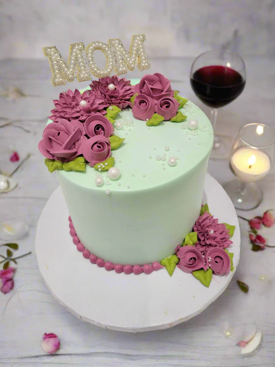 Minty Mauve Mother's Day Cake - Image 3
