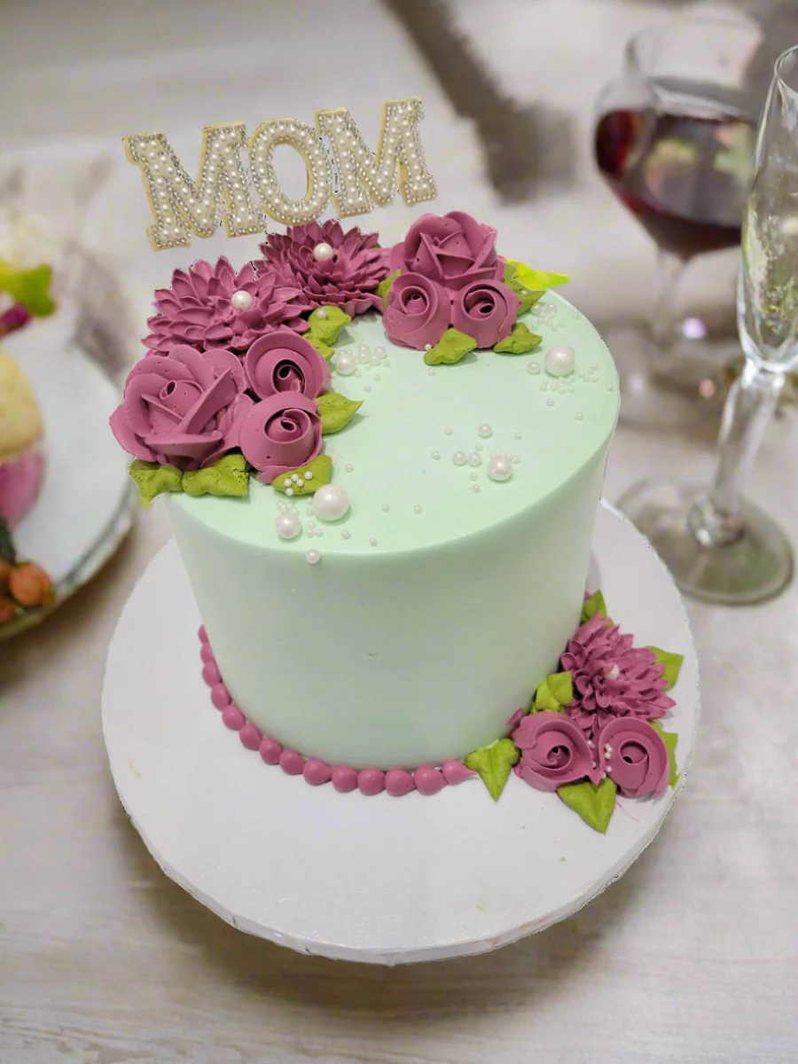 Minty Mauve Mother's Day Cake - Image 4