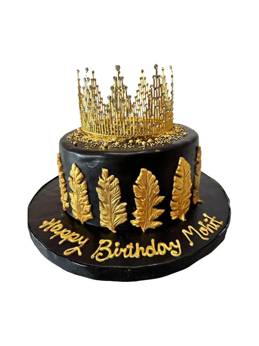 Mohit Black & Gold Crown Fondant Cake