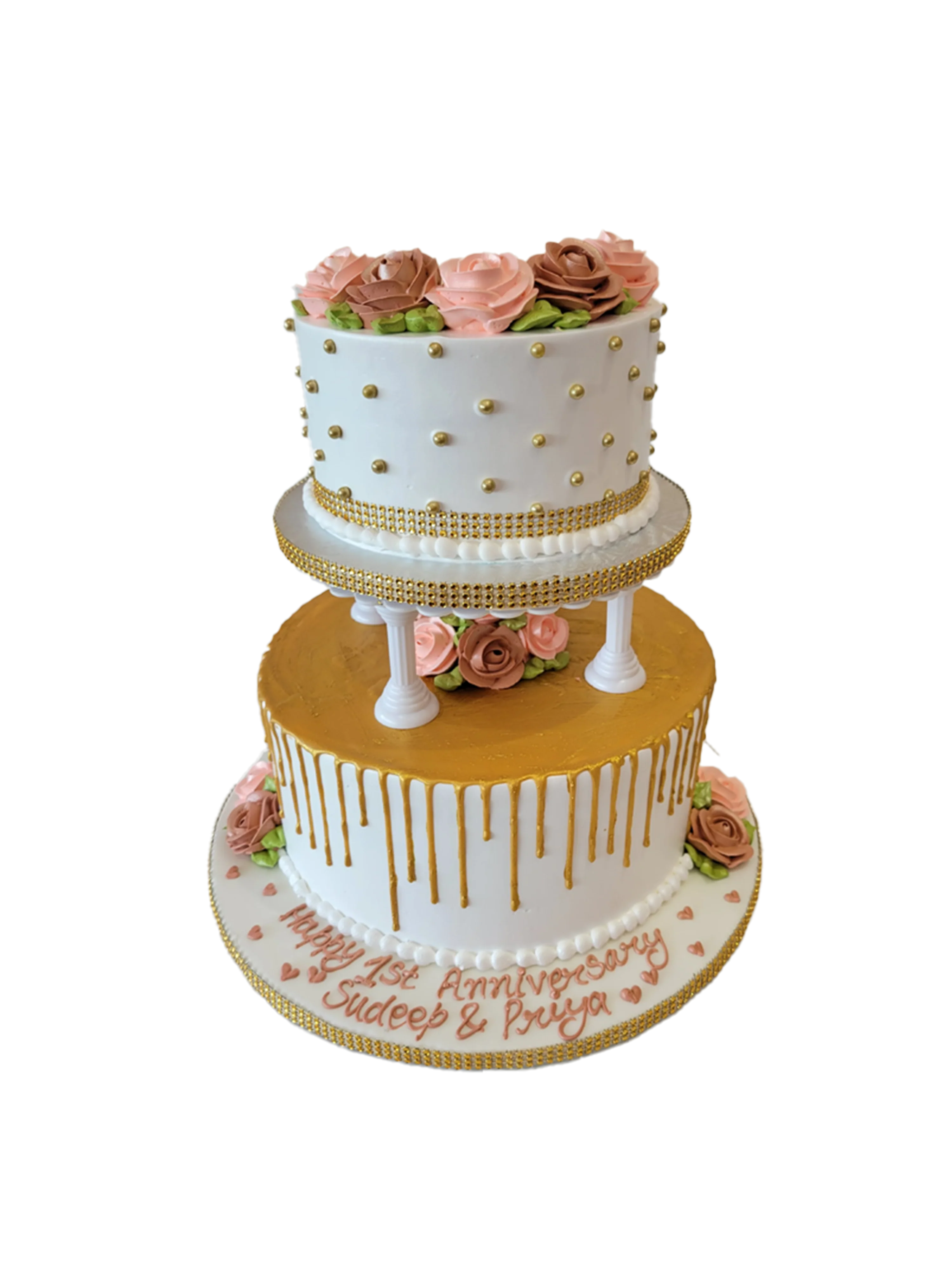 Mommy Gold Tiered Cream Cake