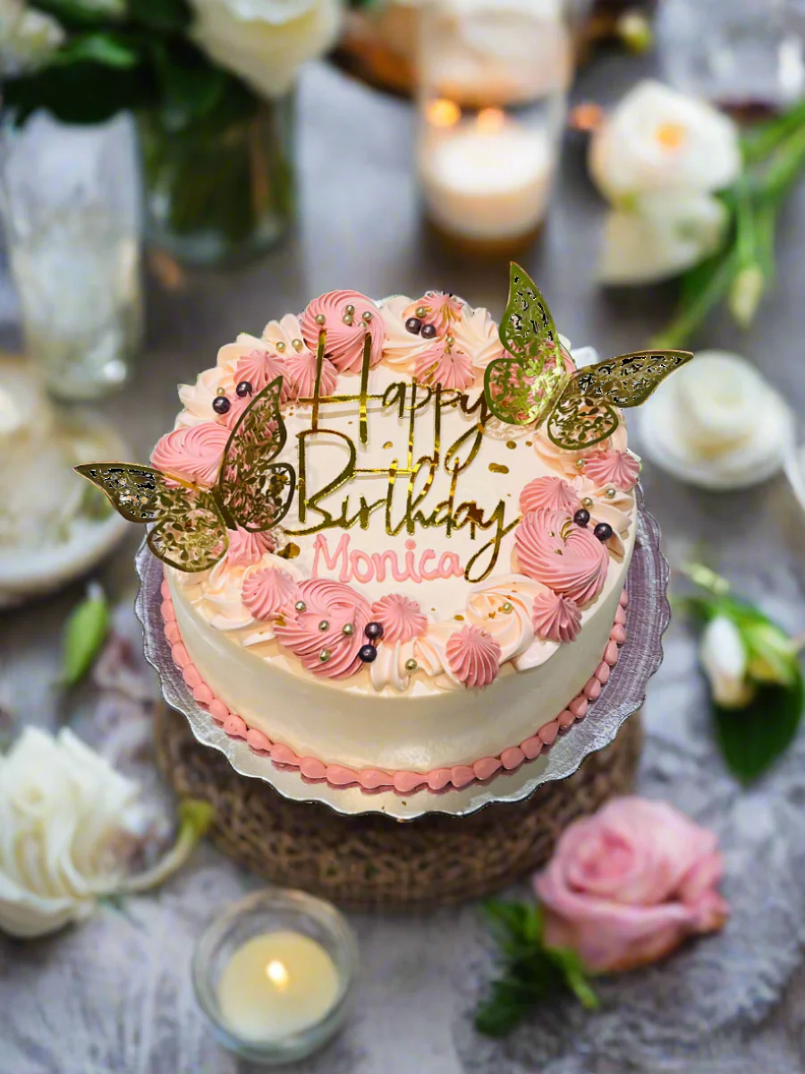 Monica Gold Butterfly Birthday Cake - Image 2