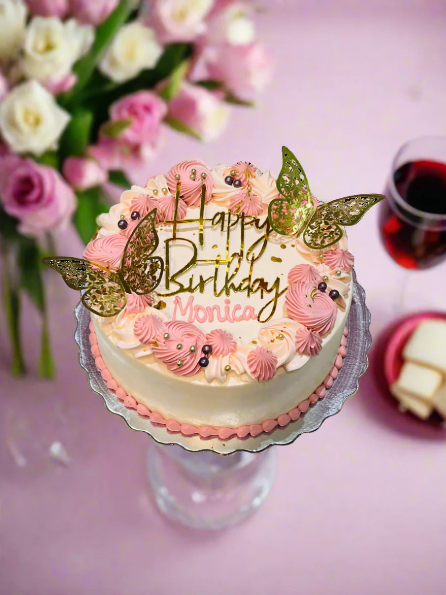 Monica Gold Butterfly Birthday Cake - Image 3