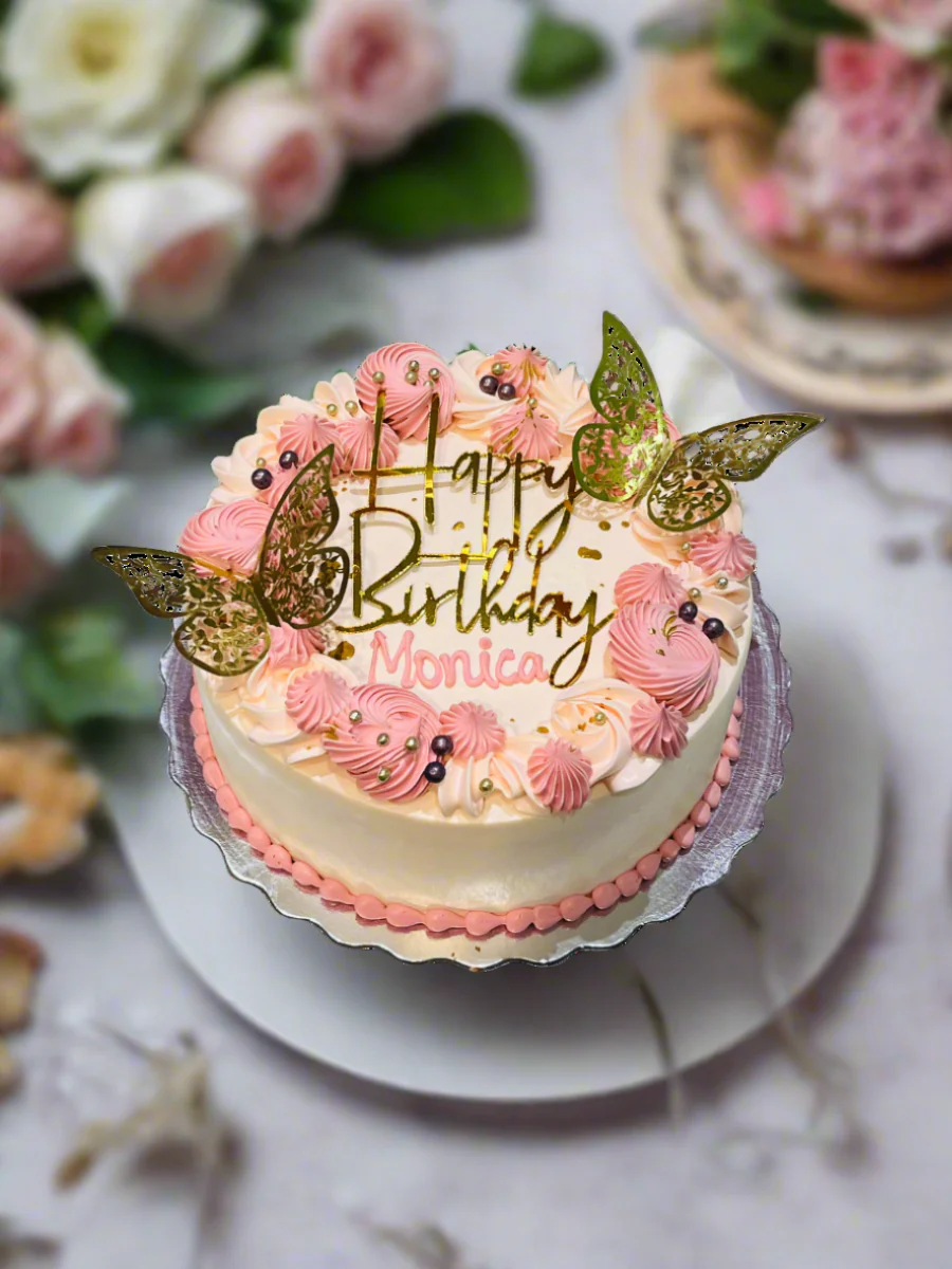 Monica Gold Butterfly Birthday Cake - Image 4
