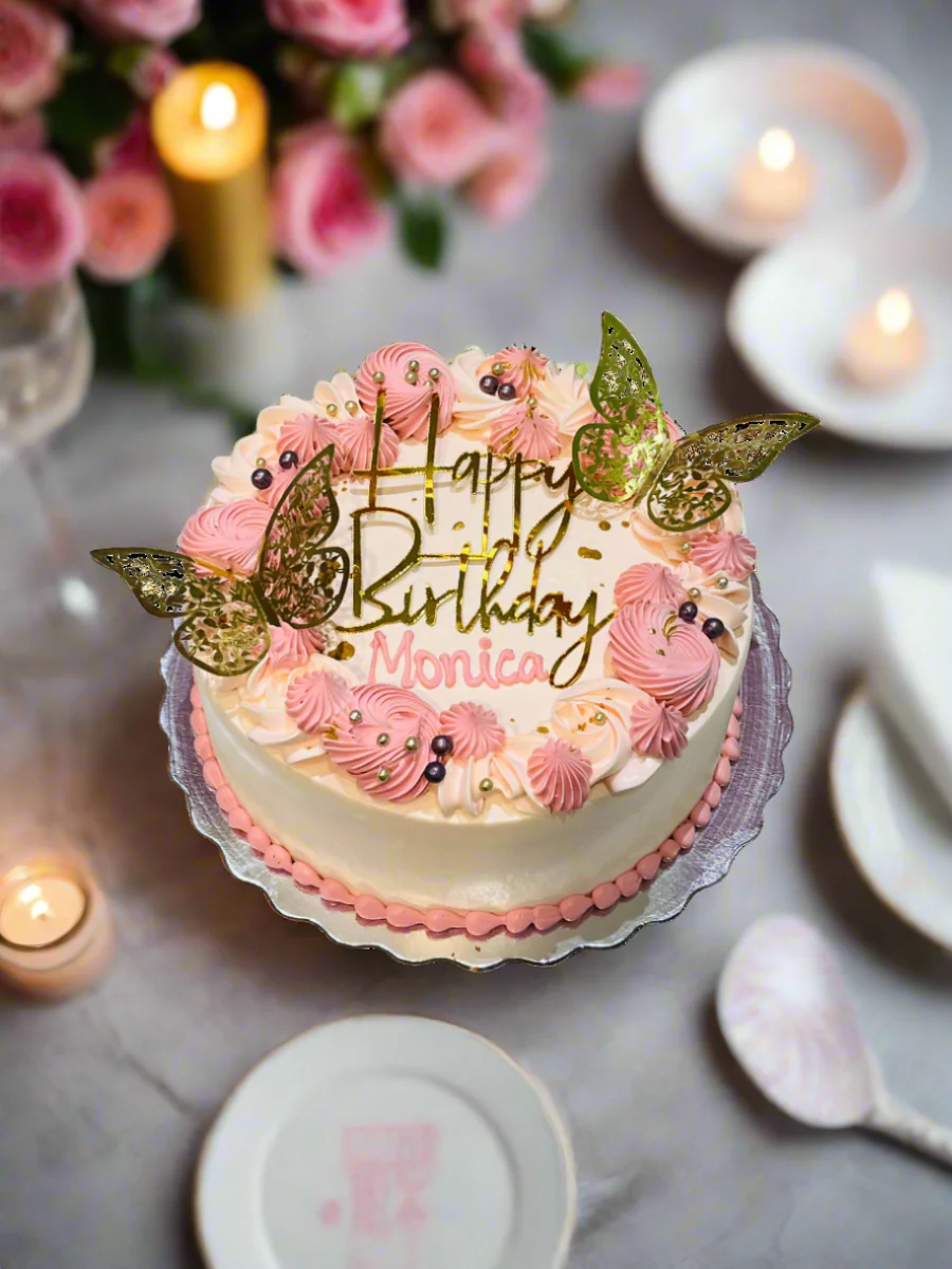 Monica Gold Butterfly Birthday Cake - Image 5