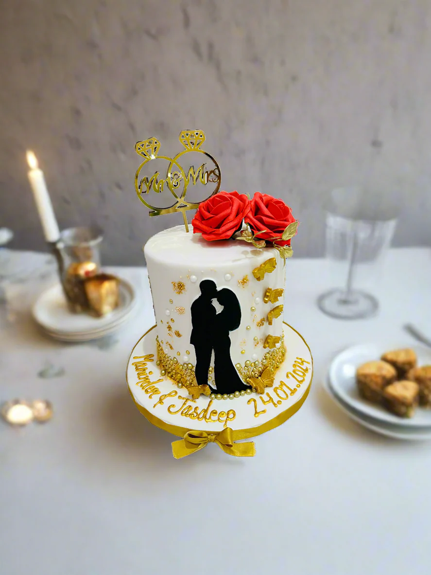 Mr & Mrs Anniversary Fondant Cake - Image 2