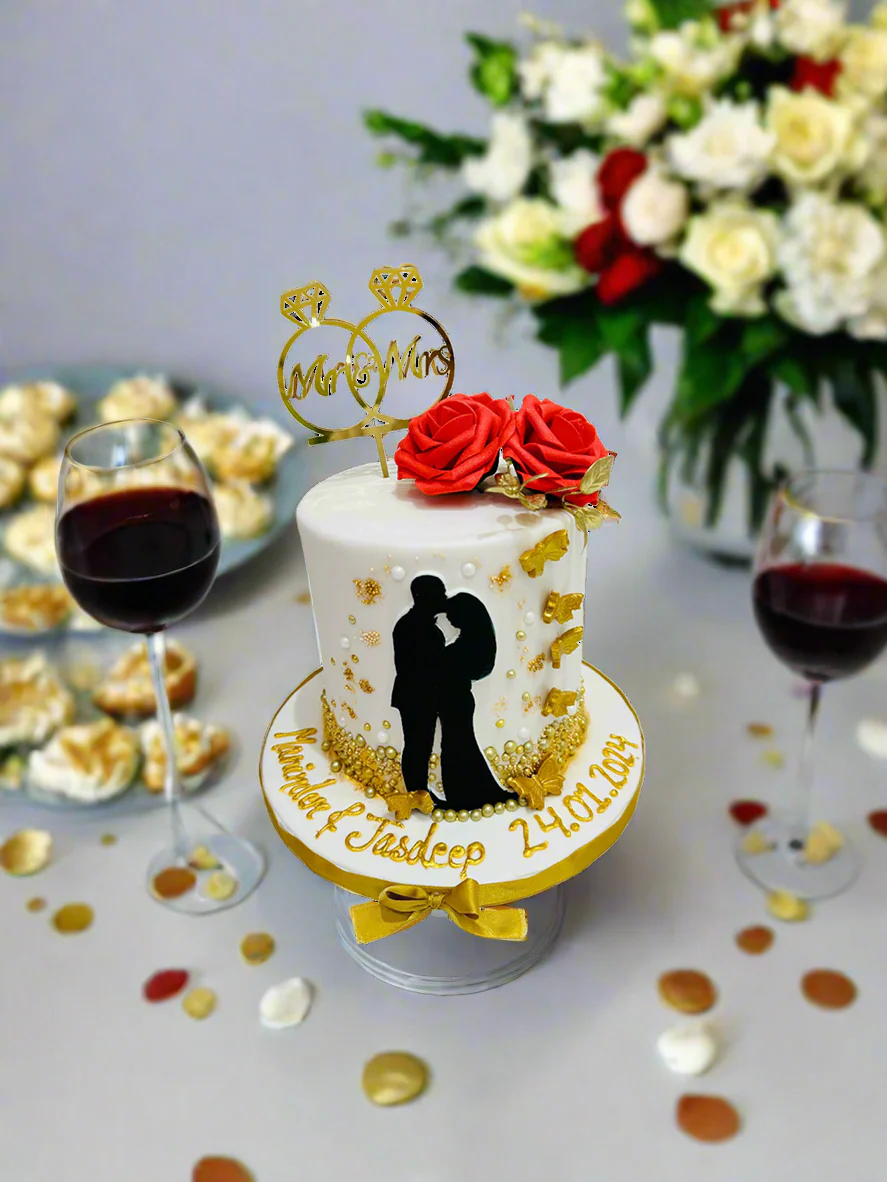 Mr & Mrs Anniversary Fondant Cake - Image 3