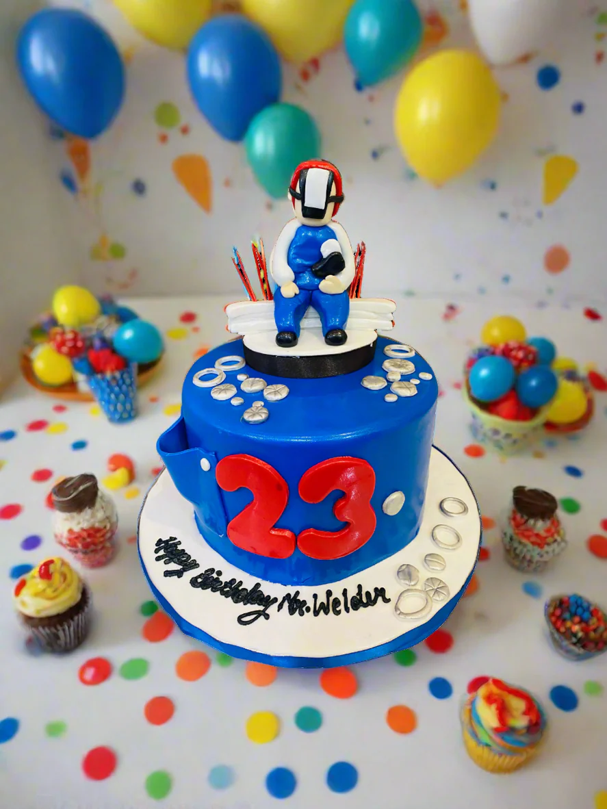 Mr. Welder Fondant Birthday Cake - Image 3