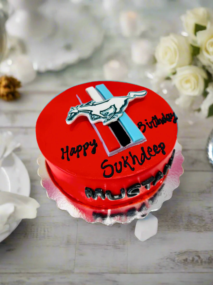 Mustang Red Cream Cake - Image 5