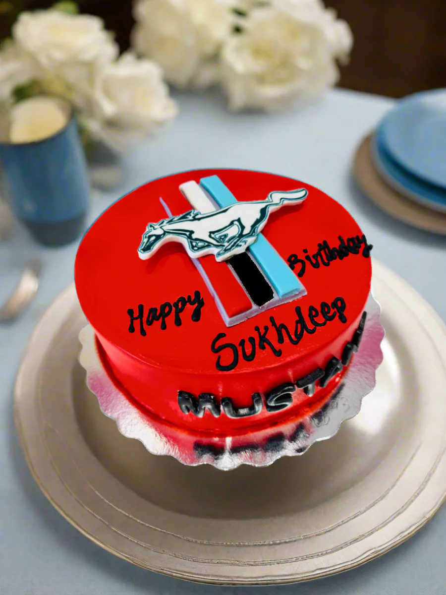 Mustang Red Cream Cake - Image 6