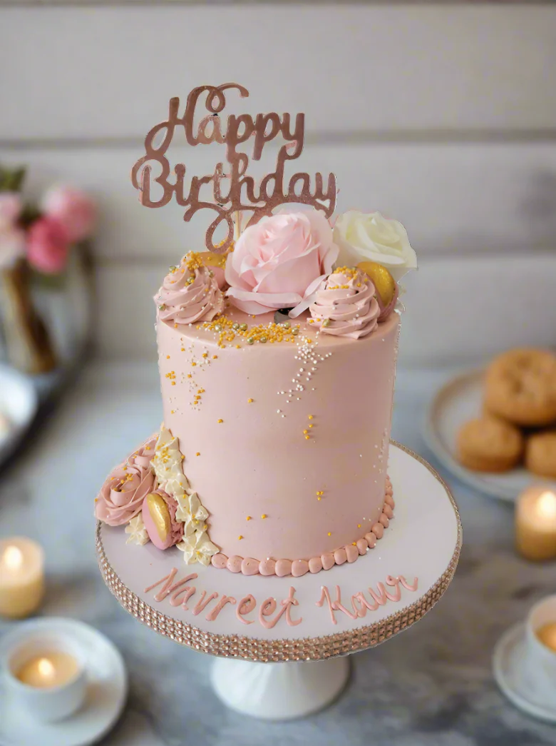 Navreet Rose Gold Birthday Cake - Image 2