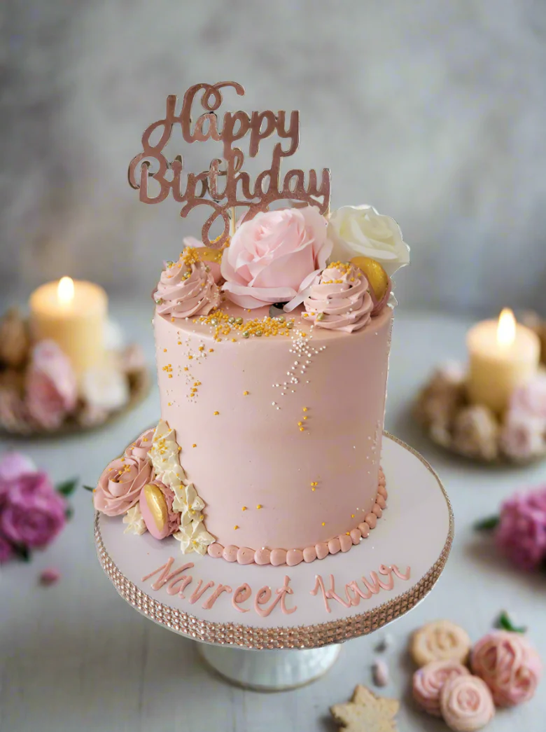 Navreet Rose Gold Birthday Cake - Image 3
