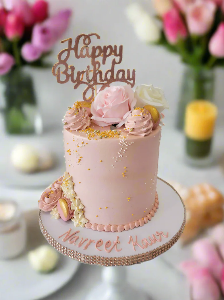 Navreet Rose Gold Birthday Cake - Image 4