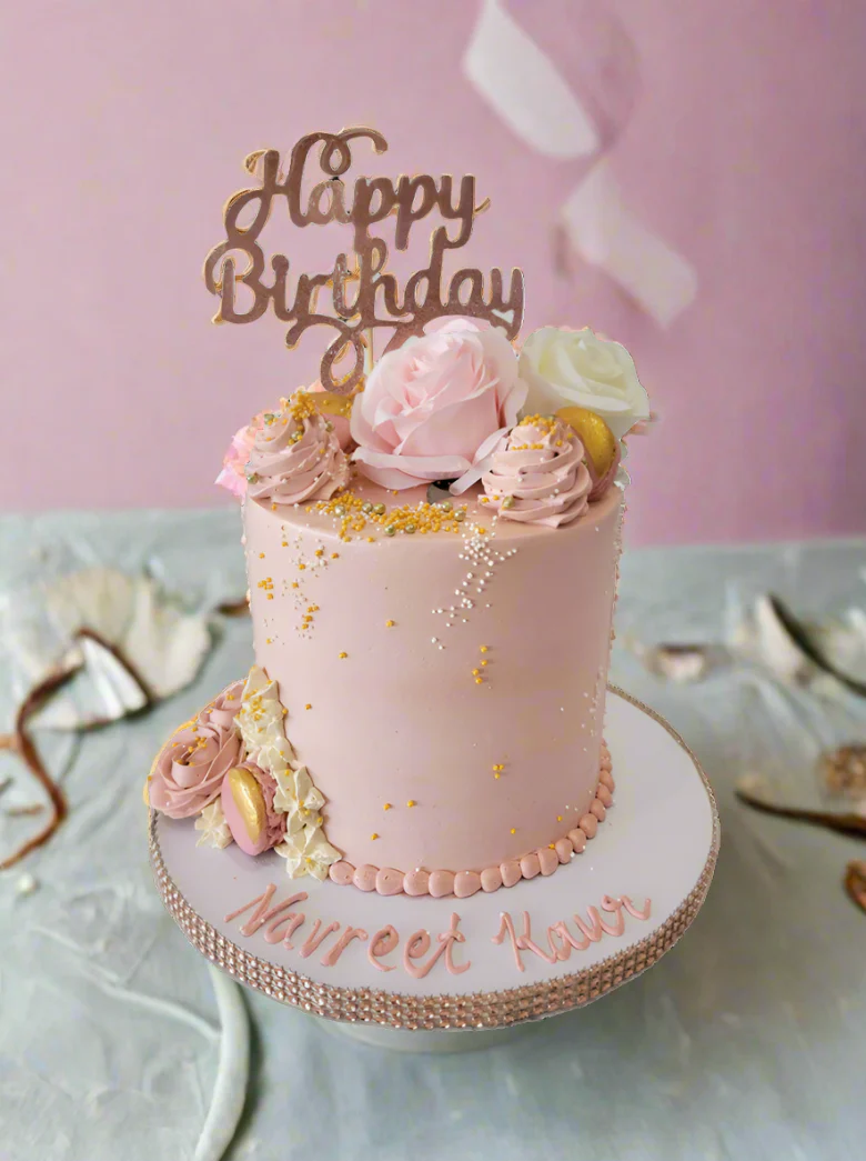 Navreet Rose Gold Birthday Cake - Image 5
