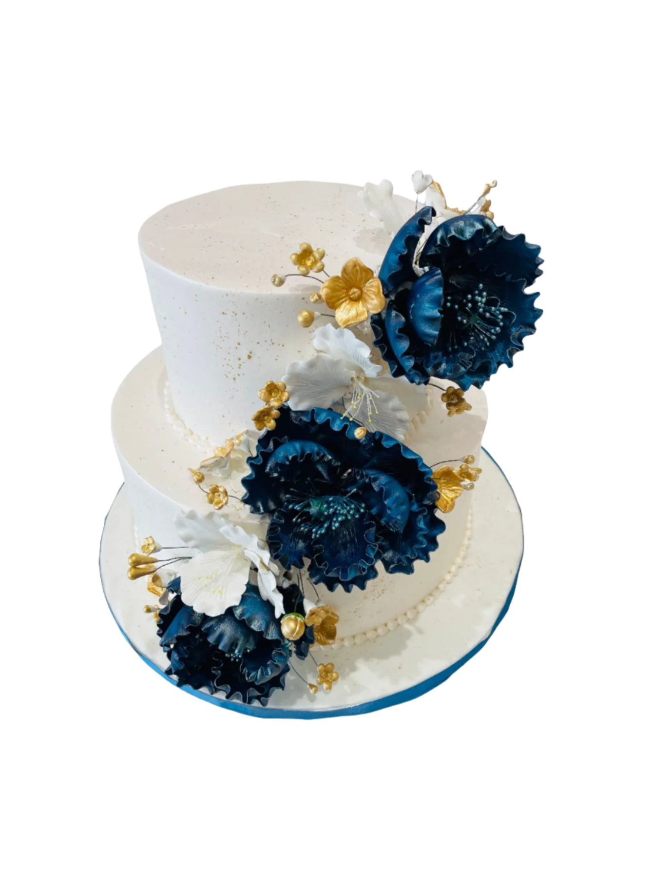 Navy Blue & White Wedding Cake - Image 5
