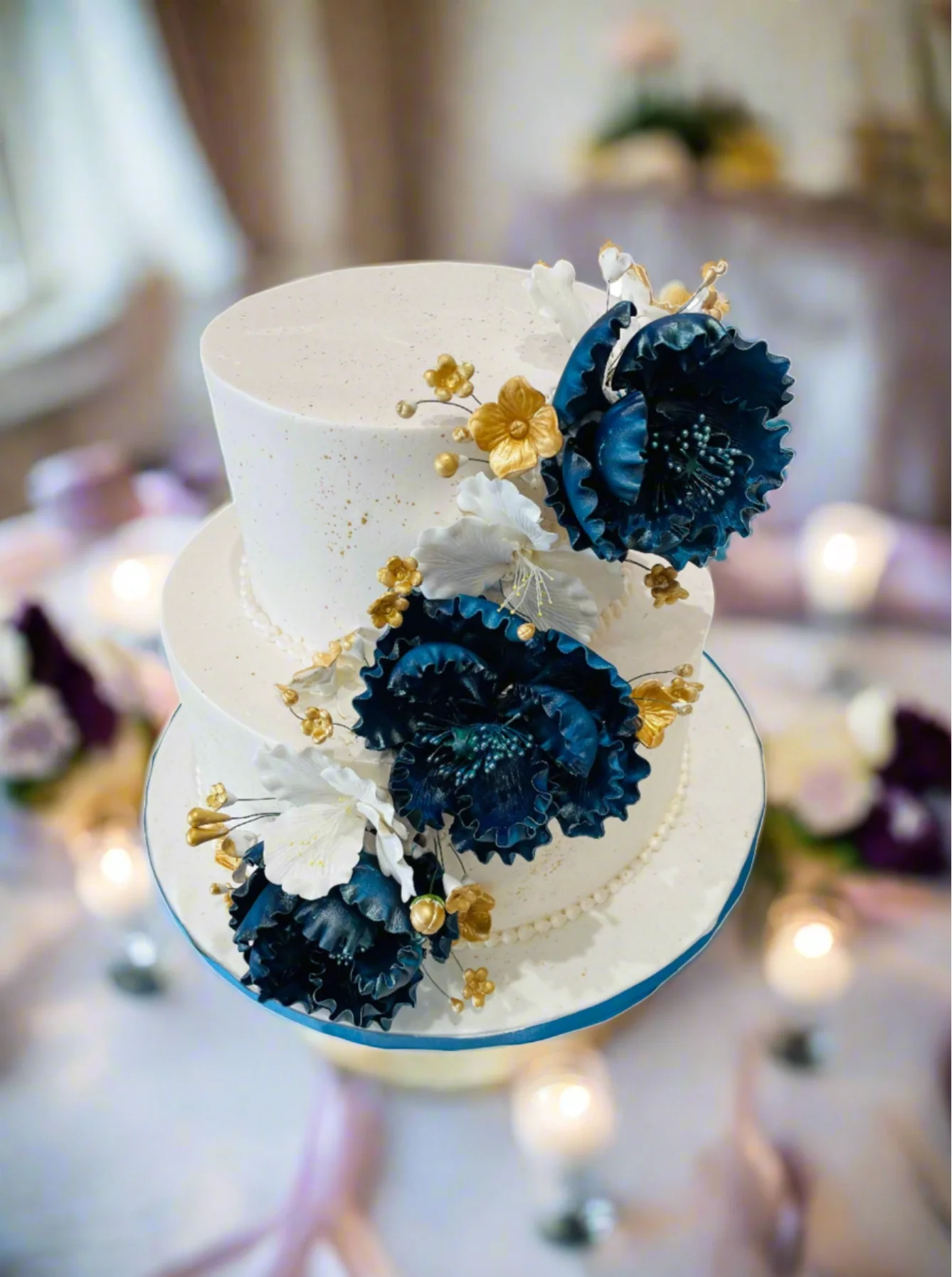 Navy Blue & White Wedding Cake - Image 6
