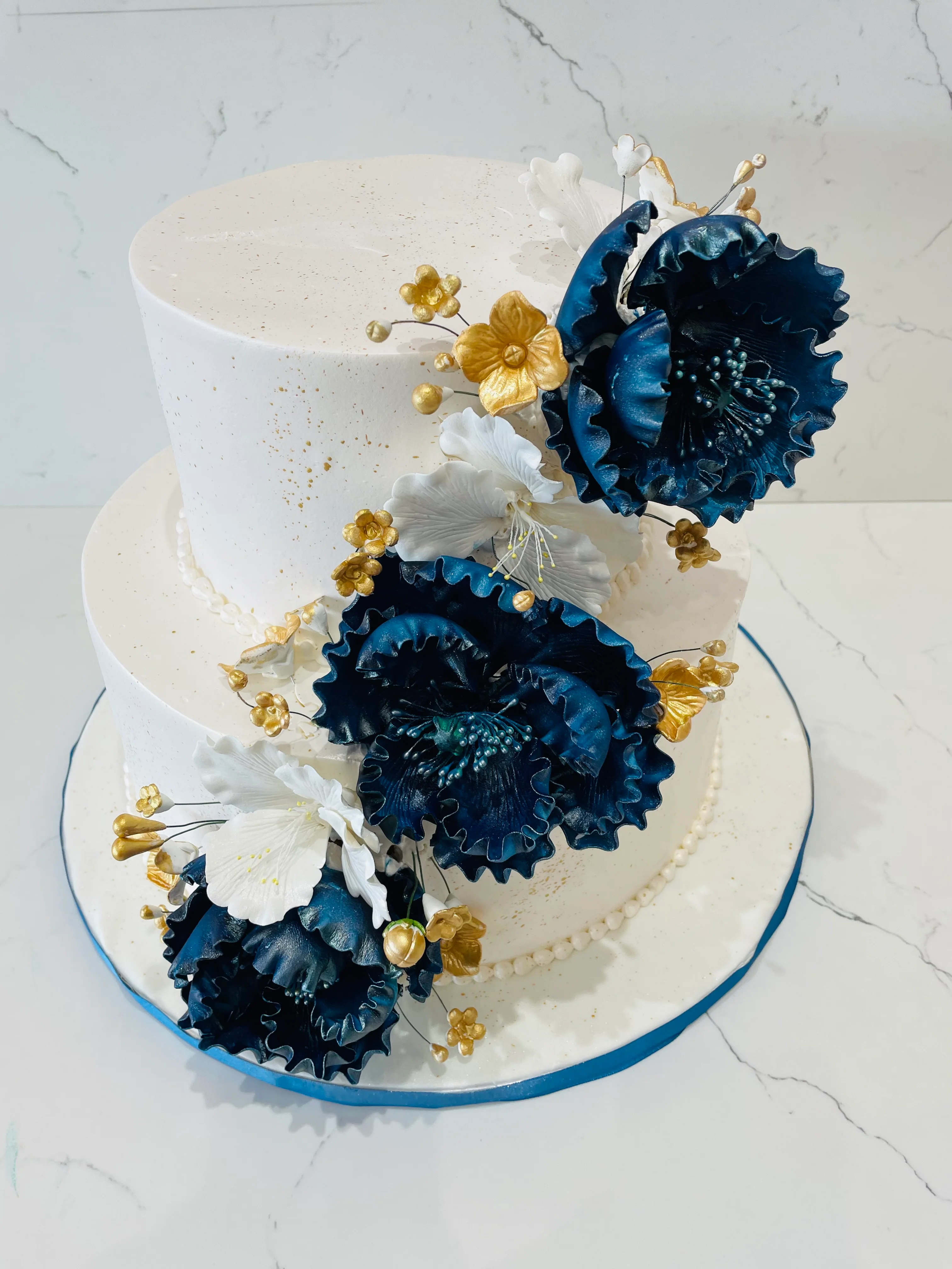 Navy Blue & White Wedding Cake - Image 8