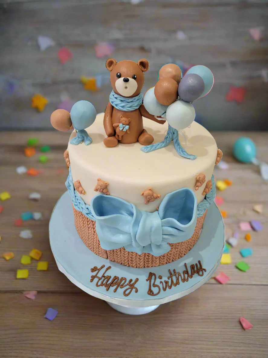 Nawab Bear Birthday Fondant Cake - Image 2