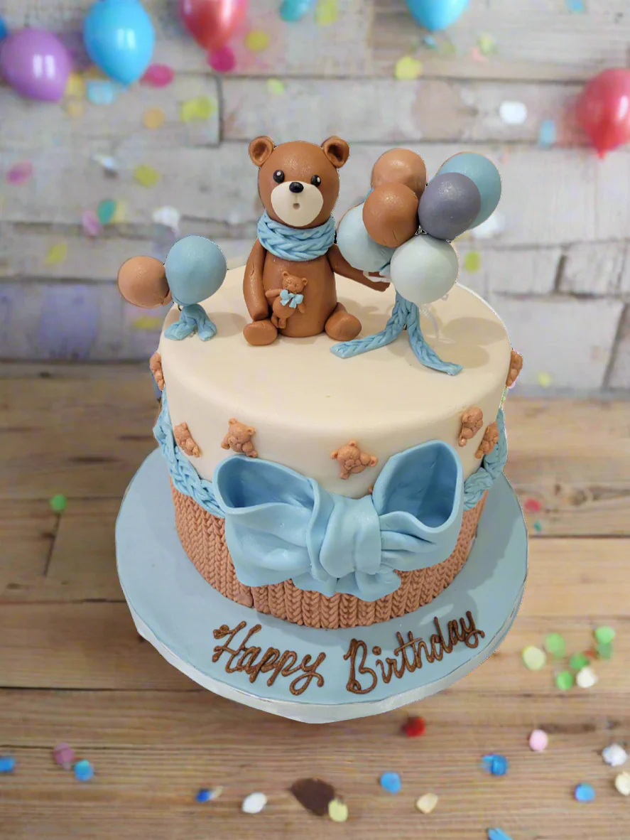 Nawab Bear Birthday Fondant Cake - Image 3