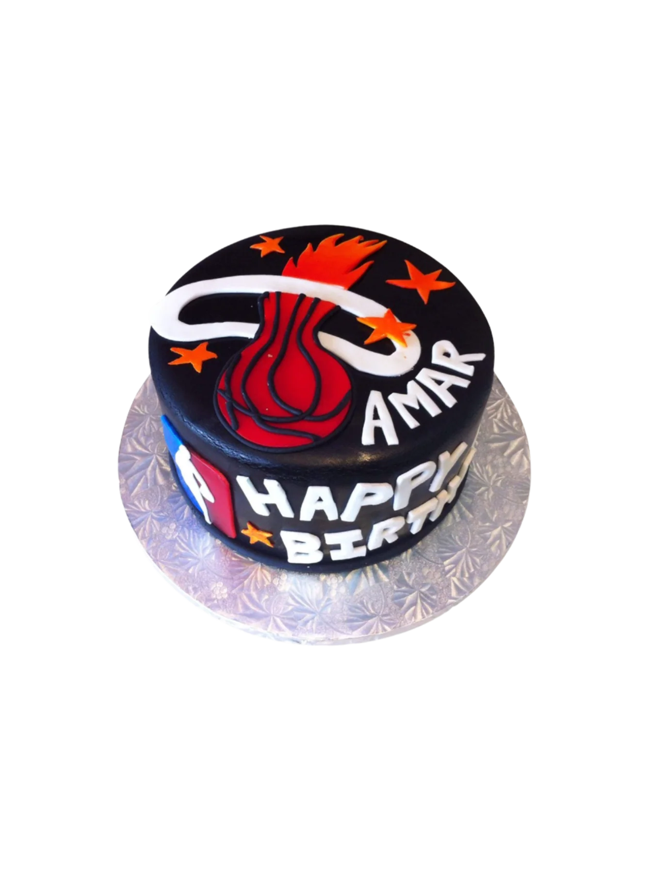 Nba Basketball Miami Heat Fondant Cake