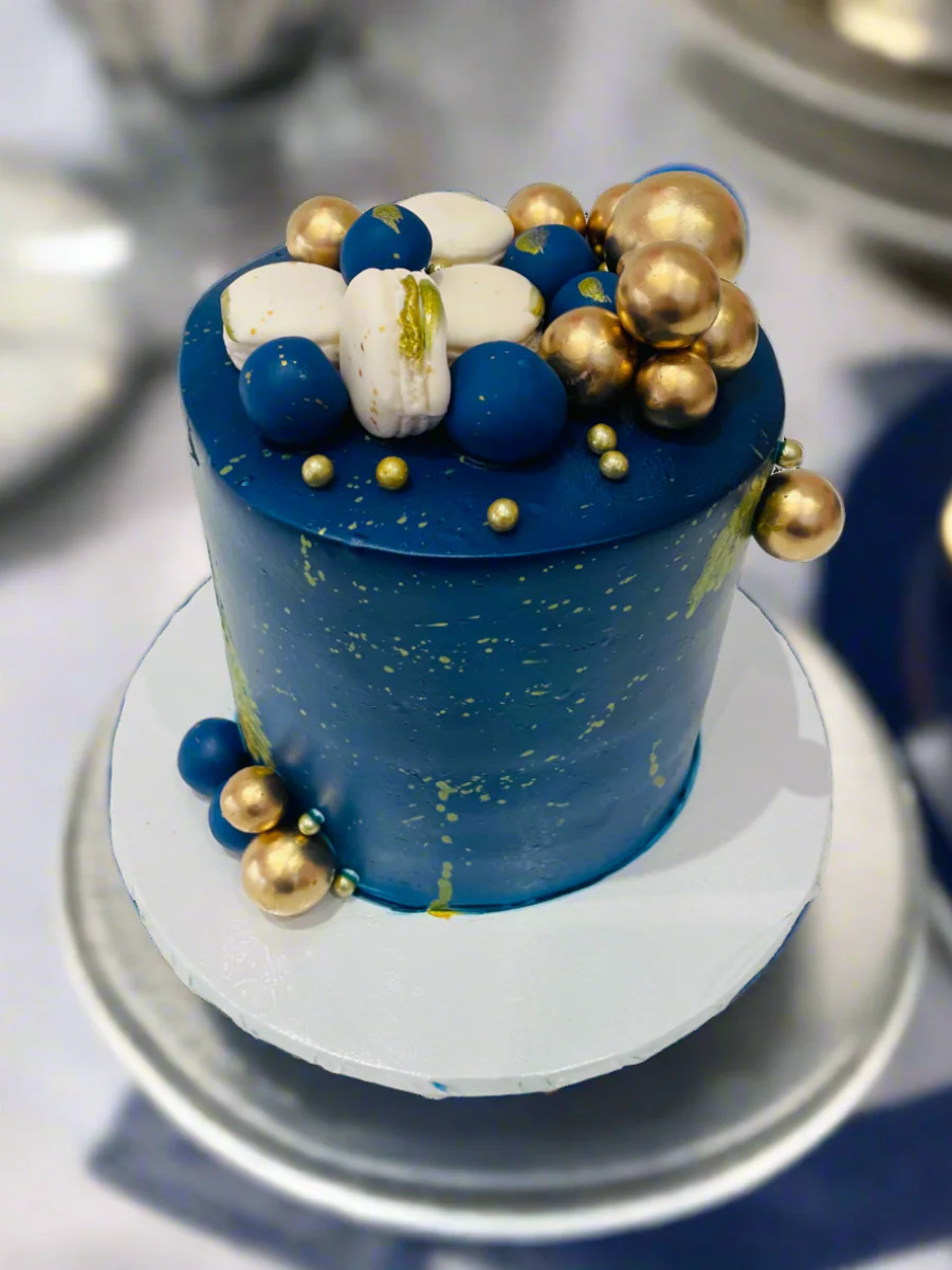 Nick Blue And Gold Birthday Cake - Image 2