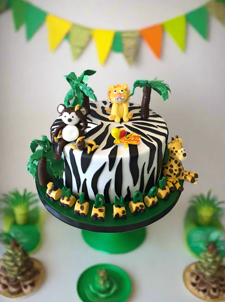 Nidhaan Jungle Themed Fondant Cake - Image 5