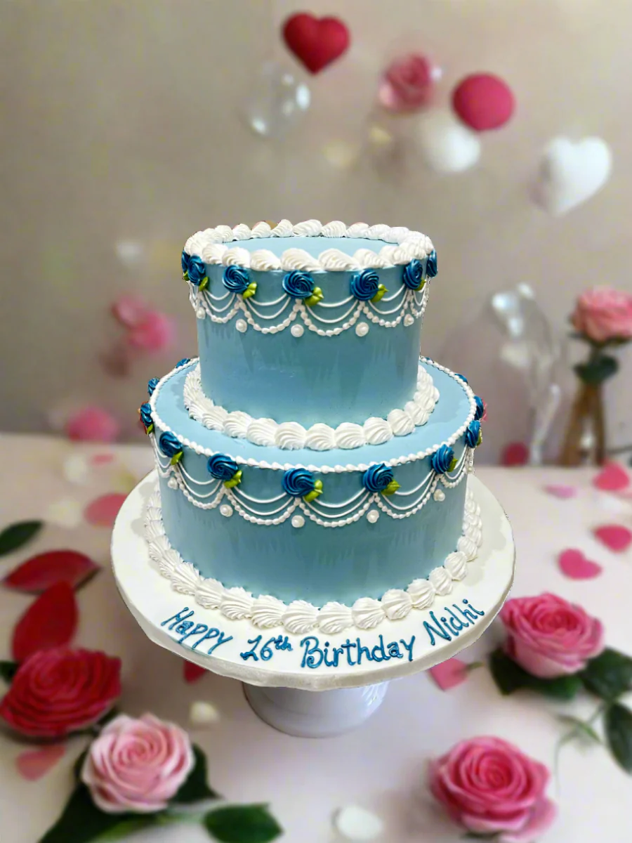 Nidhi Blue Tiered Cake - Image 2