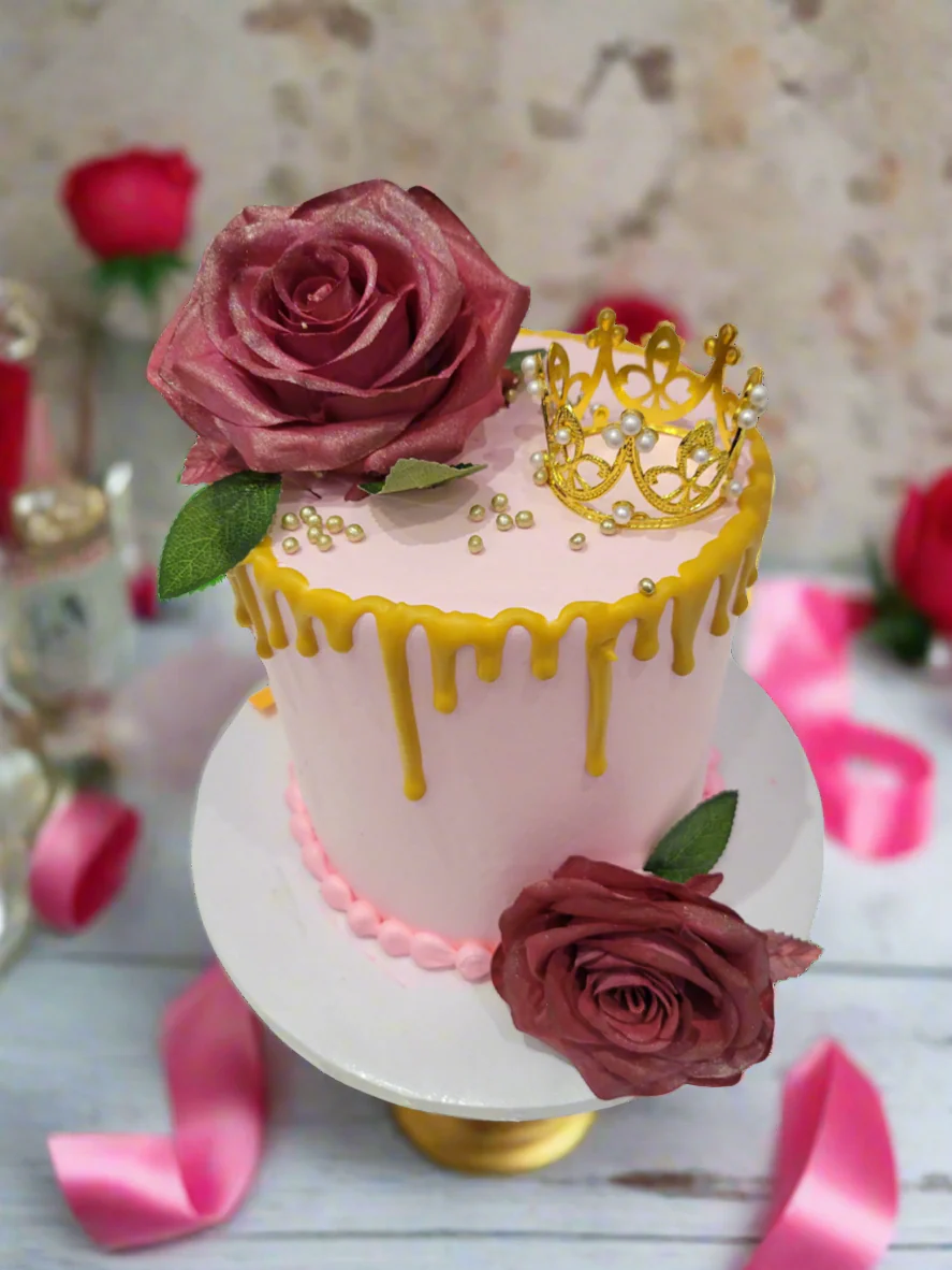 Nidhi Pink Crown Birthday Cake - Image 2