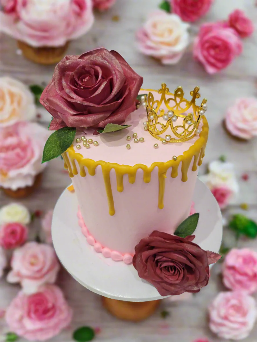 Nidhi Pink Crown Birthday Cake - Image 3