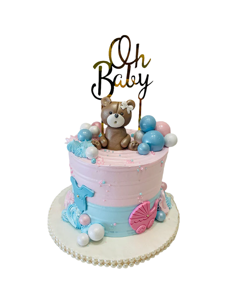 Oh Baby Blue & Pink Cream Cake