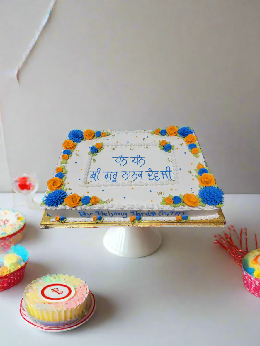 Orange And Blue Gurupurab Cake - Image 2