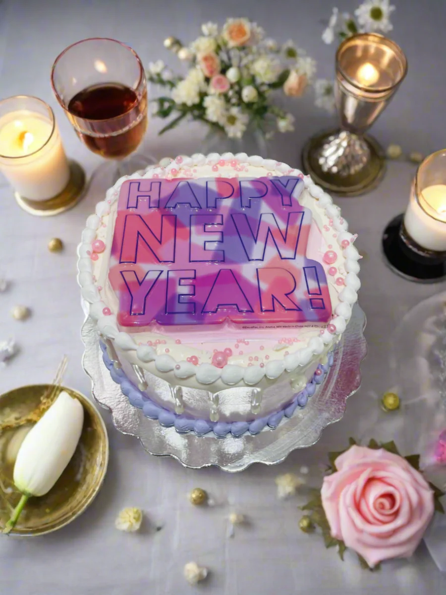 Pastel Pink Purple New Year Cake - Image 2