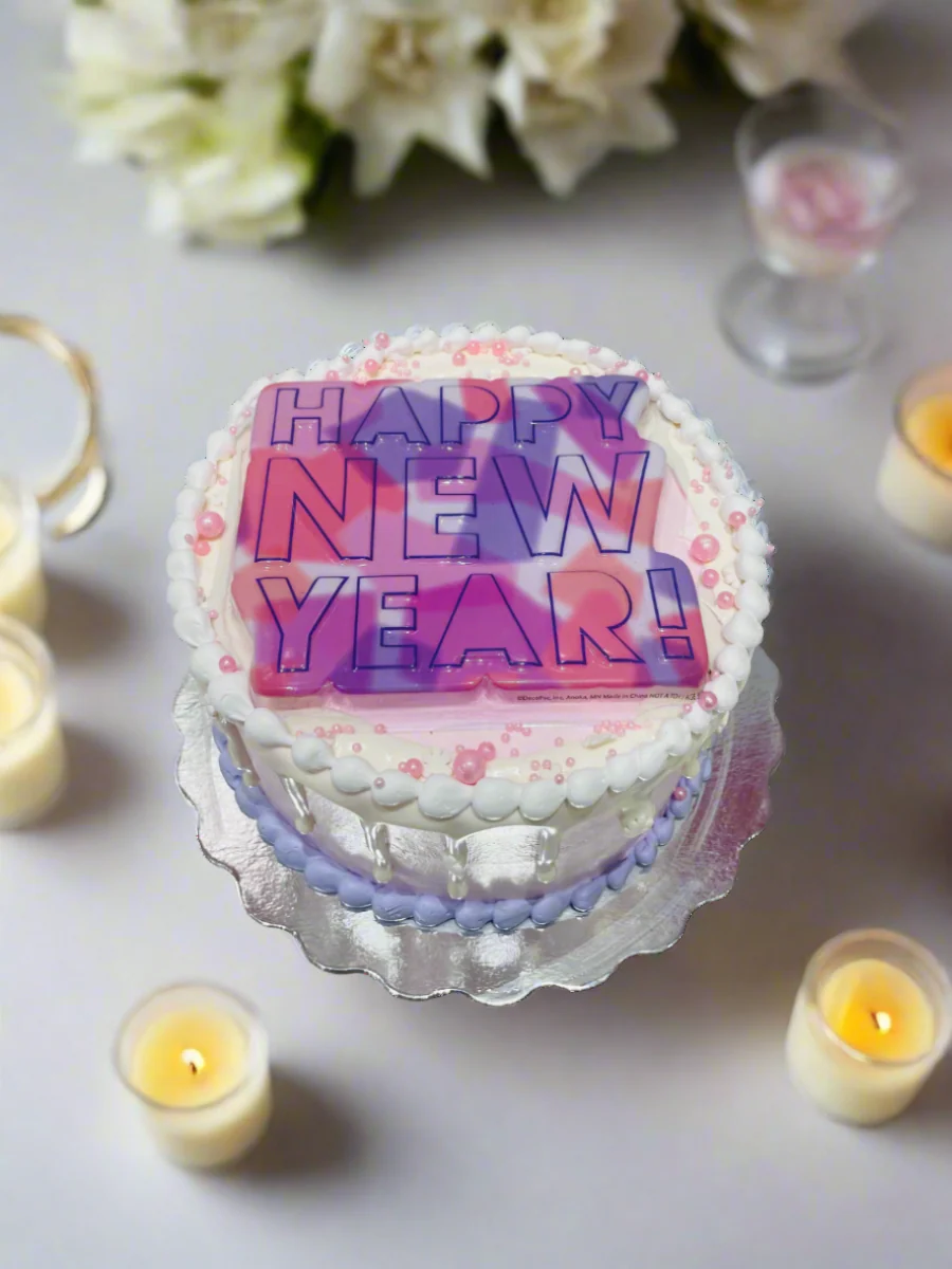 Pastel Pink Purple New Year Cake - Image 6
