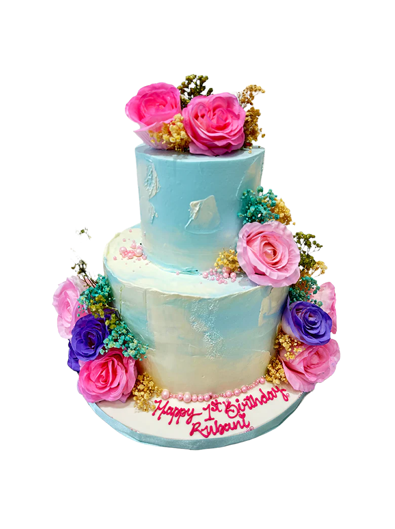Pastel Tiered Birthday Cake