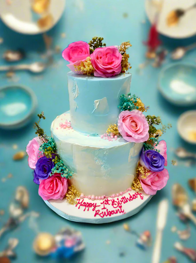 Pastel Tiered Birthday Cake - Image 2