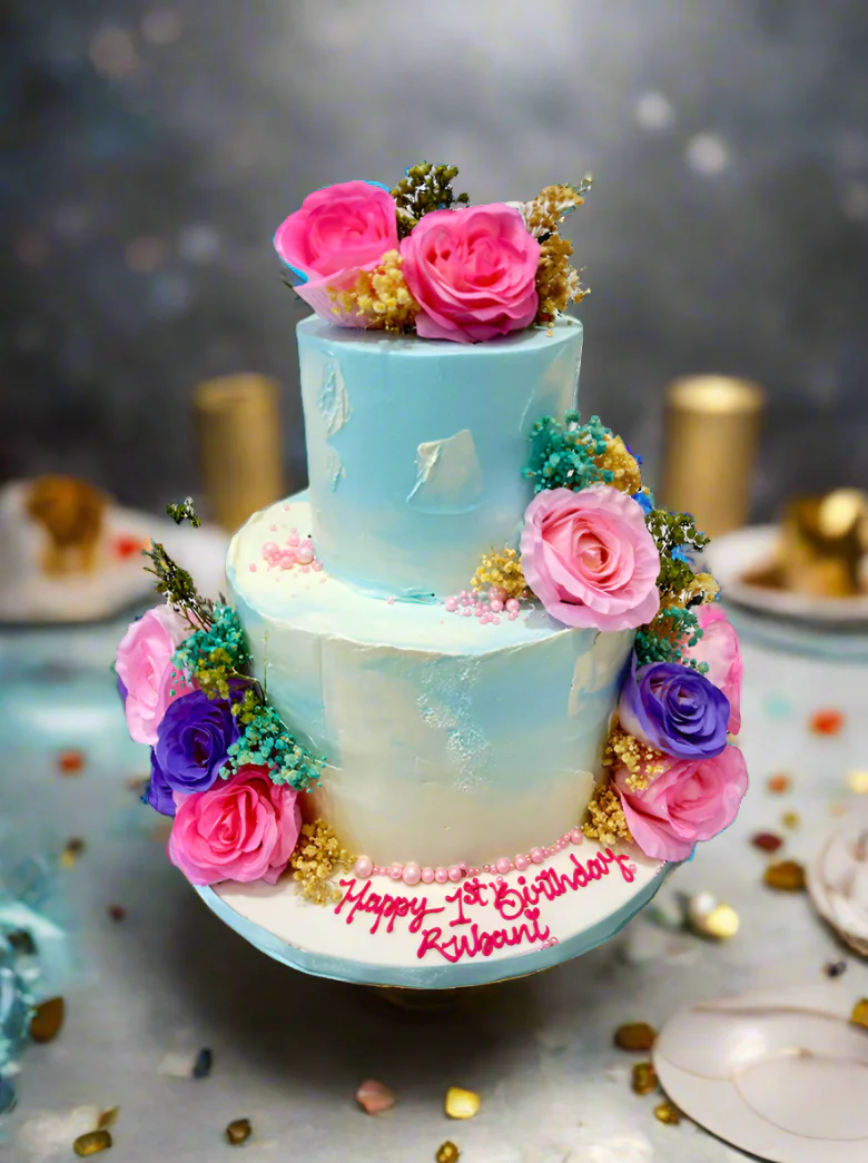Pastel Tiered Birthday Cake - Image 3